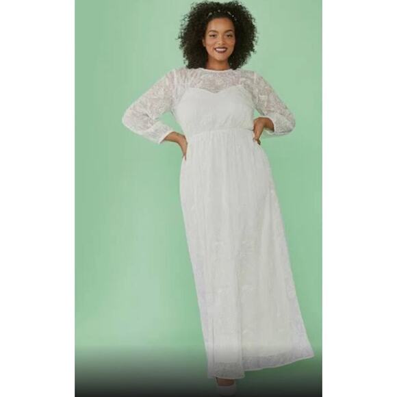 🔴 Modcloth Just‎ The Beginning Maxi Dress White size Large New - Picture 1 of 9
